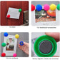 Yellow circular magnets holding multiple papers on office board