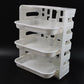 Neat kitchen food organizer rack mounted on the wall with three layers