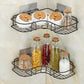 Installation guide image for the easy-to-mount corner rack for kitchen storage.