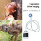 Cordless portable outdoor shower showing USB rechargeable submersible pump