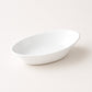 Deep profile of Marin oval serving bowl in white plastic