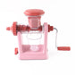Angled view of manual juice extractor with large feeding tube