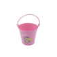 Side angle of a versatile metal planter bucket, great for home decor accents.
