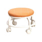 Durable plastic low height stool with a comfortable seat.