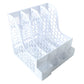 File holder with multiple vertical slots to organize documents and notebooks.