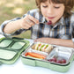 Fresca stainless steel 3 compartment lunch box showing compartments and secure lid