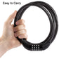 Angled view of the heavy-duty bicycle cable lock by Safora.