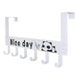 Door hook rack with six white hooks and a cute panda pattern for organized hanging