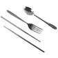 Stainless steel fork, spoon, and chopsticks from the portable cutlery set