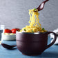 Ganesh brand insulated steel bowl with spoon and fork.