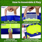Desktop football flick game setup showing mini soccer balls and goalposts