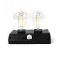 Two bright LED bulbs of the Indo Glow solar lamp clearly visible.