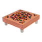 Side profile of the handcrafted wooden chowki, displaying elegant Meenakari patterns.