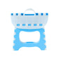 Adult using foldable step stool to reach high kitchen shelf