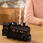 Portable mini humidifier with retro train aesthetic and mist output