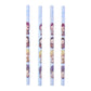 Side view of wooden pencil featuring colorful cartoon print design