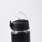 Flip-top lid with silicone straw on stainless steel sports water bottle