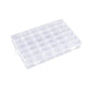 Open plastic organizer box with 36 adjustable grids ready for use.