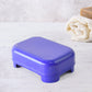 Blue rectangular soap box with removable lid and drainage base