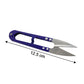 Detail of precision cutting edge on ergonomic sewing scissors