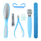 Nail care kit including foot file, corn cutter, and cleaning brush