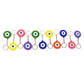Colorful evil eye keychain charms in silicone and metal ring
