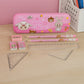 Fun cartoon themed stationery set with ruler, squares, and pen cap for children
