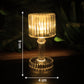 Battery operated LED crystal-effect table lamps arranged elegantly as warm ambient lighting