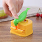 Demonstration of pressing button to dispense toothpick from bird dispenser