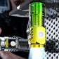 The mini USB rechargeable LED torch demonstrating its compact size and bright light.