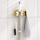 Space saving broom and mop hanger wall mounted with self adhesive base