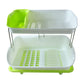 Stainless steel dish rack with drain tray for kitchen use