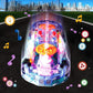 Top-down view of the interactive gear car toy, ready for play with its musical capabilities.