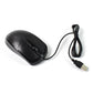 Black wired optical mouse connected to a laptop, demonstrating its plug-and-play convenience.