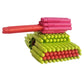 Close-up of the 88 pieces of bullet-shaped building blocks in various colors.