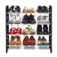 Close-up of the versatile 4-shelf shoe rack, showcasing its robust construction.