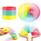 The Rainbow Slinky Toy fully extended, revealing all its vibrant spectrum of colours.
