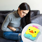 Back view of the yellow duck hot water bag showing its secure cap.