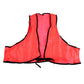 A high visibility safety vest laid flat, showcasing its full design and the bright yellow PVC material.