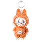 Side view of cartoon character keychain toy attached to keyring