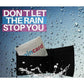 Individual wearing emergency raincoat card outdoors in wet weather