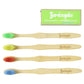Set of four bamboo toothbrushes with soft bristles for effective oral care