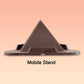 Non-slip rubber feet on Brown Pyramid Mobile Stand for stability