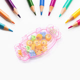 A vibrant School Eraser Set with 15 multi-design rubber erasers for students.