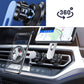 Side view of the magnetic car phone mount, demonstrating its sturdy grip on a vent.