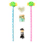 Vibrant candy-inspired pencil set with eraser and mini storage jars