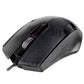 Comfortable wired optical mouse with an ergonomic design for extended use.