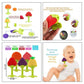 Brightly colored fruit-shaped baby teether, perfect for soothing.