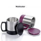 Infographic detailing key features like double-wall insulation of the coffee mug.