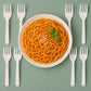 Stacked 10 compostable bagasse forks illustrating eco-friendly disposable cutlery